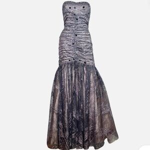 Deb Strapless Glitter Sequin Cocktail Dress Gray Size 5/6 NWT